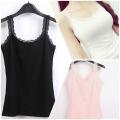Summer Lace Trim Cotton Camisole Tank Top - Soft, Stretchy, Free Size. 
