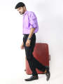 AZ Men's Formal Dress Shirt Plain Purple. 