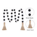 Thanksgiving Wooden Bead Decorations Boho Farmhouse Wood Bead Garland with Tassels Chic Home Decor for Vases Shelves Windows Tiered Tray Accessories Wooden Beads. 