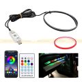 LED Symphony Ambient Light For Car 1 Pcs Strip 110cm App And Remote Control Atmosphere Light Through USB 64 Color Acrylic Neon Strip RGB For Car Interior Dashboard. 