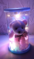 Teddy bear glass showpiece with led pack of 1. 