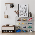 SNEAKYEAR - Pack of 5 STACK'EM Stackable Sneaker Crates Plastic Storage Boxes with Magnetic Side Latch for Men & Women Sneakers, Jordans, Air Max, Yeezys, & Shoes in Black & White. 