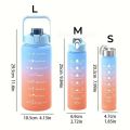 3-Piece Motivational Gradient Sports Water Bottle Set - Ideal for Fitness Enthusiasts, Indoor & Outdoor Activities - Leakproof with Time Marker, Flip Top Lid and Straw - Perfect for School Office and Gym. 