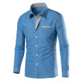 Skymountain Fashion Men Stand Collar Long Sleeve Color Block Button up Shirt Slim Fit Top. 