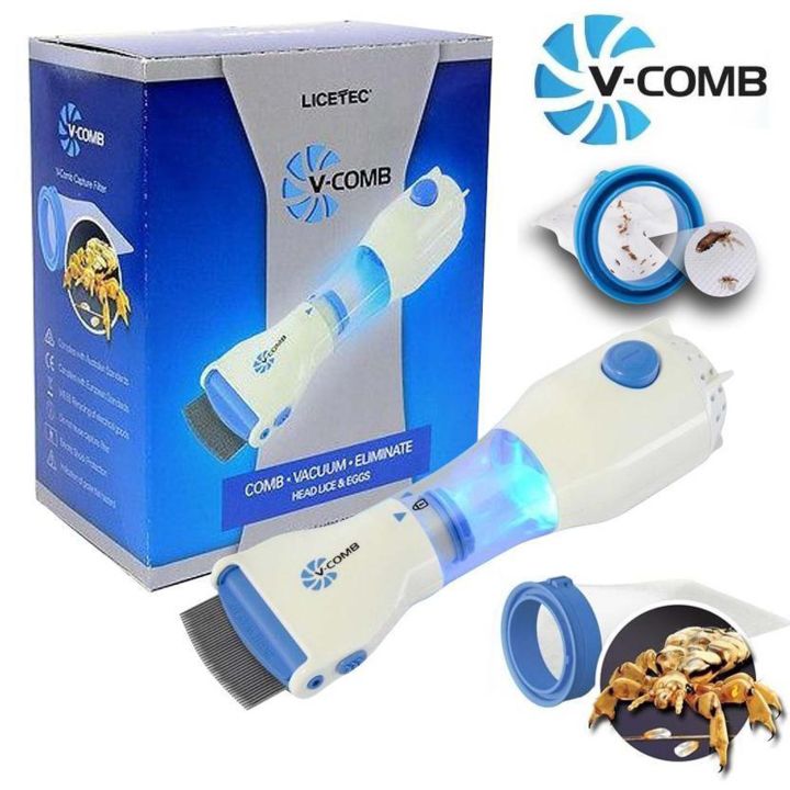 New V Comb Head Lice Machine With Filter - Electronic Head Lice Removal Machine - Eggs Remover Hair Vacuums Machine for lice - White