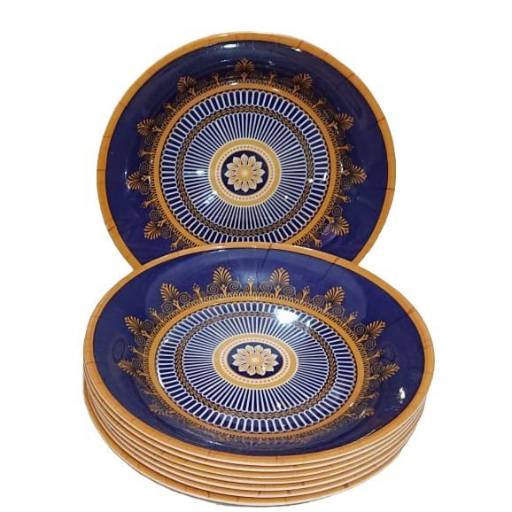 Blu Rice Plate Blue Melamine Rice Plates Double Glazed Large Set OF 6 | Daraz.pk