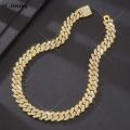 16/18/20/24inch Cuban Link Chain Hip Hop Men Necklace iced out chain 2 Row Rhinestone Paved Miami Rhombus Cuban Necklace. 