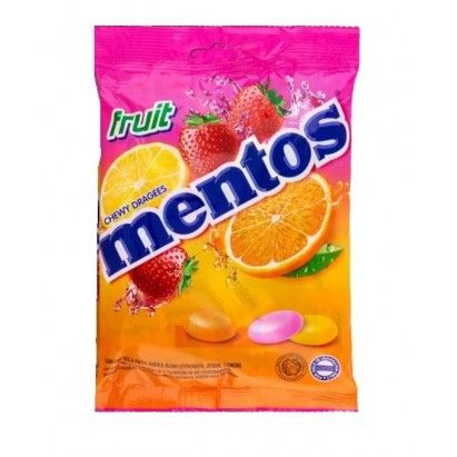 Mentos Fruit 135g Pouch - Halal, Individually Wrapped Burst of Fruity Flavors!/imported/original mentos