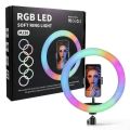 MJ26 10 Inch - RGB Led - Ring Light -  With PHONE HOLDER - Ringlight - Selfie ring light - studio light - tiktok ring light - camera light - studio lights - video light - Circle Ring Selfie -  Led Photographic -  Studio Light -  Youtube Live Show. 