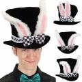 Easter White Rabbit Top Hat Alice Wonderland Cosplay Bunny Bowler Men Women March Hare Costume Accessory Topper With Ears. 