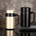 Imported 304 Stainless Steel Thermos Mugs Tea Cup With Handle Lid Tea Filter Insulated Tea Mug Thermos Cup Office Thermoses Hot and Cold Tea Coffee Cup. 