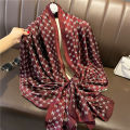 In summer, the big-name high-end mulberry silk silk scarf women's print elongated shawl is worn with an imitation silk scarf sand. 
