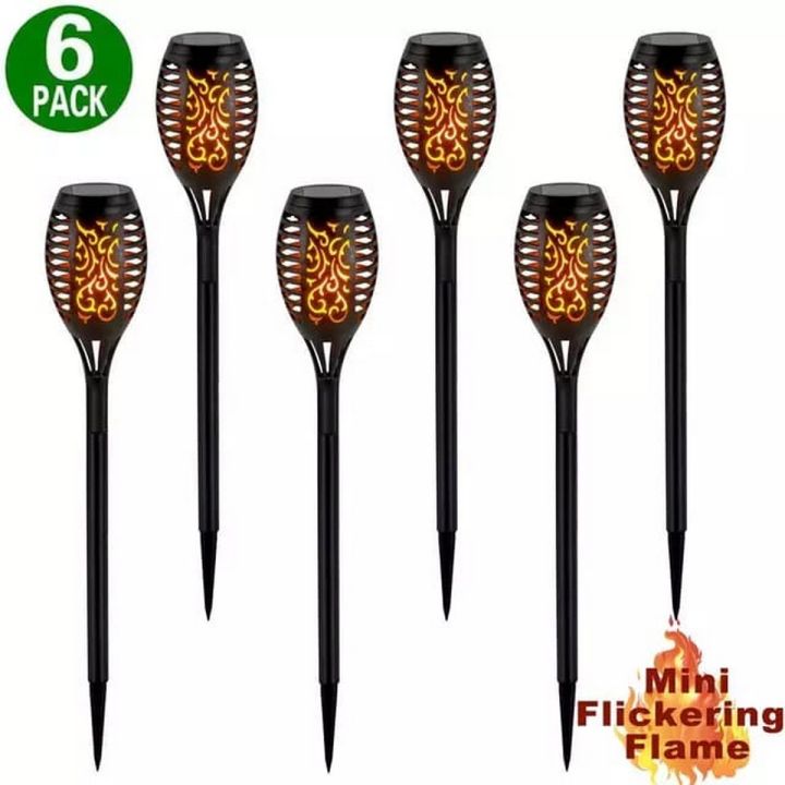 Pack of 6 Solar Garden Lights Solar Outdoor Lights Solar Flame Lights Flame Flickering Light Waterproof LED Garden Decoration Landscape Light Lawn Lamp Path Lighting Torch Light Waterproof Flame Torch Light