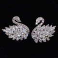 1Pair Fashion Swan Needle Earring Temperament Crystal Rhinestone Jewelry Podazz. 