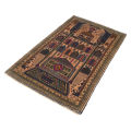 Hand Made Tribal Oriental Prayer Design Kaleen Rug, Traditional Hand-Knotted Wool Carpet |145x94cm|3'x4'7ft| - R13563. 