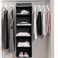 Lesort Home Storage Organization Multi-layer 6-shelf Polyester fabric wardrobe clothing closet hanging mesh sorting organizer. 