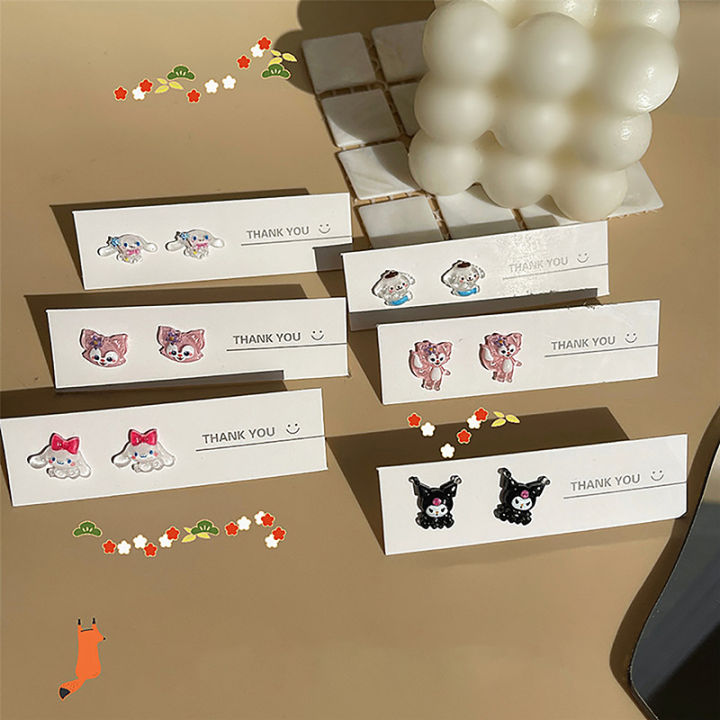Sweet Sanrio Hello Kitty Accessories Cartoon Jewelry Ear Studs Anime Cinnamoroll Melody Kuromi Earrings For Girl Gift ANLAN