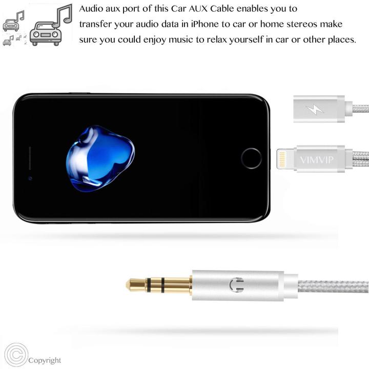 iPhone%207%20Lightning%20to%203.5mm%20Aux%20Audio%20Cord%20Cable%20with%208Pin%20Extend%20Charger%20Adapter%20for%20iPhone%207%20/7%20Plus%20%20iPhone%208%20and%20x%20to%20Car,%20Backward%20Compatible%20with%20iPhone%206%20/%206Plus-Silver%20-%20Image%206