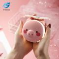 Fan Cartoon Pig Lightweight Portable Office Summer LED Light USB Fan Handheld Rechargeable Cooling Makeup Mirror. 