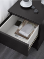 ST-002 - Oak Wood Handleless Night Stand 2 Drawers Black and White Polish Finish Chest Of Drawer Bedroom Side Table. 