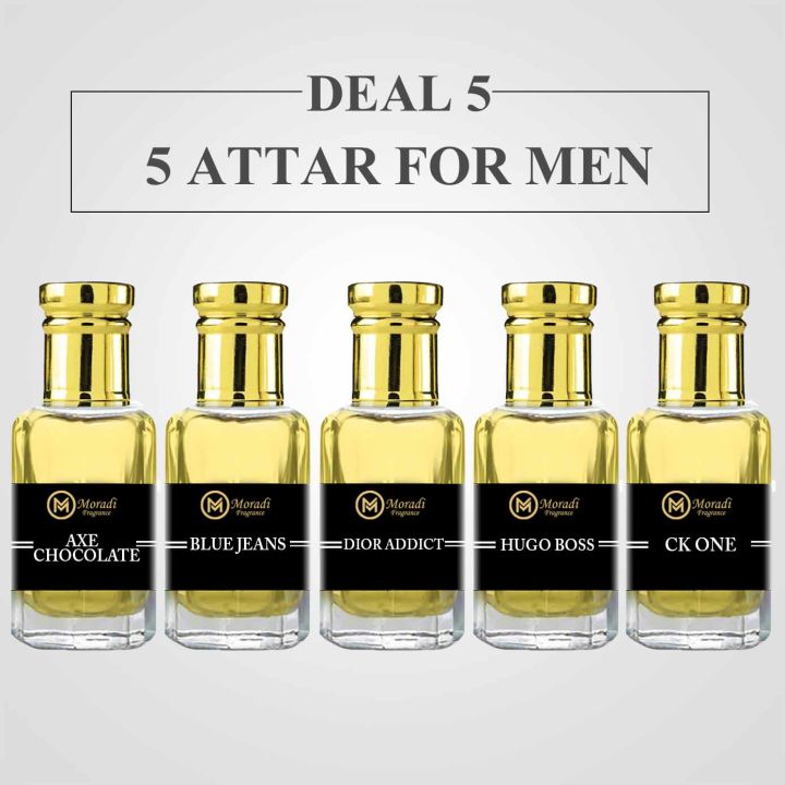 Pack of 5 Attar for Men Long Lasting Perfume Fragrance Oil