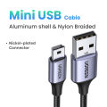 UGREEN Mini USB Cable Braided USB 2.0 to Mini B Cable Data Transfer Charge for Blue Yeti, Sat Nav, Dash Cam, Hero 2/3/4, DAC, PS3 Controller, MP3/4 Player, PDA, Camera, Scanner. 