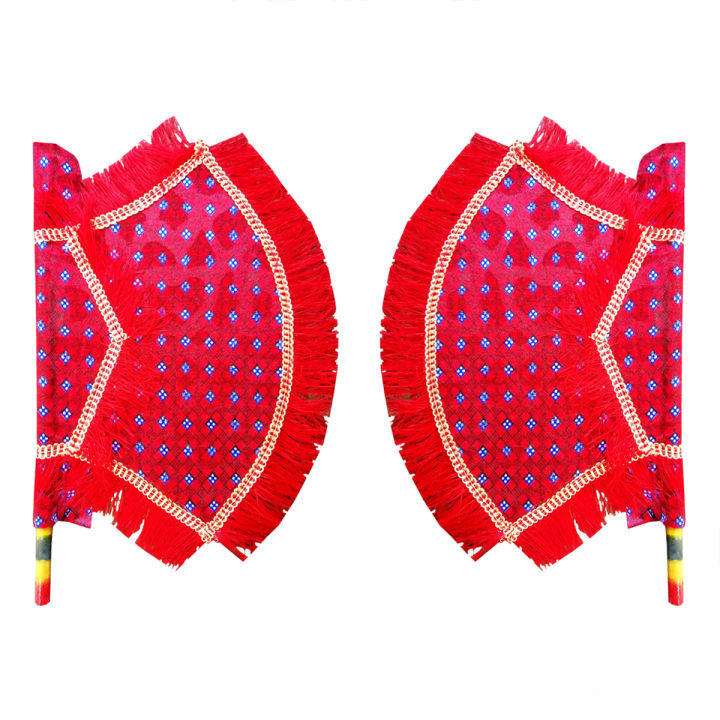 Pack of 2 Traditional Handmade Punjabi Hand Fans - Wedding Decor and Gifts, Embroidered Pankha