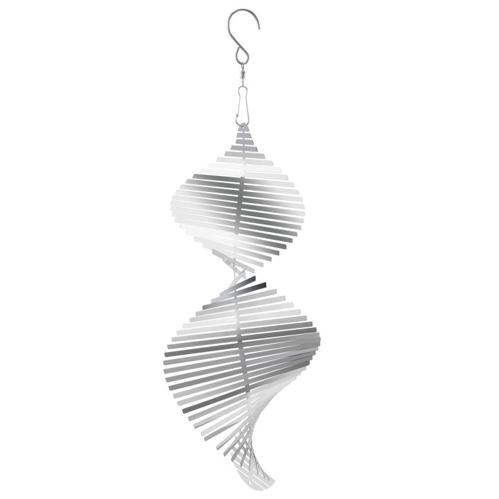 1 PCS Outdoor Hanging Decorative Spiral Metal Wind Chime 3D Spiral Wind Chime Garden Backyard Hanging Decoration Silver Stainless Steel