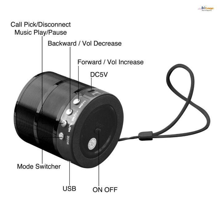Bluetooth Speaker Beautiful Design 887 888 889 USB SD Card FM Loud Speaker 3-4 Hours Battery Backup Multicolored