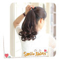 38CM Wig Ponytail Female Ponytail Natural Convenient Grasping Clip-on Curly Hair Ponytail Wig Ponytail Curly Hair Short Wig Extension(Dark brown). 