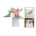 Artificial Rose Flower Swag,with Roses, Green Leaves and Silk Ribbon for Wedding Ceremony Party Decor Wedding Chair Decorations. 