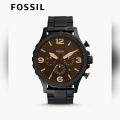 Nate Chronograph Black Stainless Steel Watch- Fossil JR1356. 