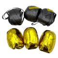 Ribbon Eggs - 10 Meters - Balloon Decoration Ribbons - Black And Golden Color - Pack Of 6. 