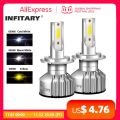 Infitary Mini LED Car Headlights Bulbs H7 For Auto Fog Lamp H4 H11 H8 HB4 H1 H3 HB3 9006 9007 H13 72W 12000LM 6500K Kits Bright. 