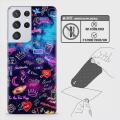 Samsung Galaxy S21 Ultra 5G Back Skin - Design 1 - Neon Galaxy Skin Wrap Back Sticker Without Sides. 
