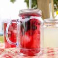 Double Wall Insulated Plastic Mason Jar Tumbler Mug with Striped Straw. 