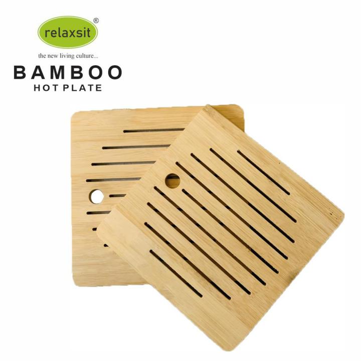 (Pack of 2) Bamboo Hot Pot Holder Pads Non Slip Dish Holder Table Decorative Hot Plate Heat pads