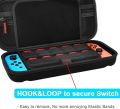 Daydayup Switch Carrying Case Compatible with Nintendo Switch/Switch OLED, with 20 Games Cartridges Protective Hard Shell Travel Carrying Case Pouch for Console & Accessories, Black. 