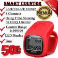 Premium Portable Tasbih Counter with LCD Display and LED Light - Multi-Channel Prayer Bead Clicker for Muslims - Red. 