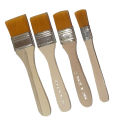 4pcs Wide & Thin Gesso Paint Brush Set best for canvas oil acrylics gouache paints watercolor poster color white bristle and brown handle. 