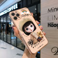 Free Lanyard for Samsung A05 Back Cover Cartoon Cute Girl Square Edge Pattern Cover Luxury Plating Soft Phone Case. 