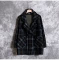 Yfashion Women Short Pea Coat Retro Trendy Plaid Suit Collar Coat Elegant  Fit Single-breasted Warm Jacket color. 