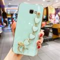 Maitus for Samsung Galaxy J5 Prime Back Cover with Love Heart Bracelet Luxury Slim 6D Plating Square Frame Camera Lens Protection Shiny Chain Cases Soft Silicone Mobile Phone Case. 