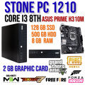 STONE PC 1210, CORE I3 8th , 8GB DDR4 RAM, 128GB SSD, 500GB HDD, 2GB GRAPHIC CARD (CONVERTABLE). 