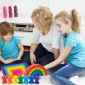 Wood Rainbow Natural Toy Children Block Rainbow Toy Building Block Educational Kindergarten Supplies Baby Toy. 