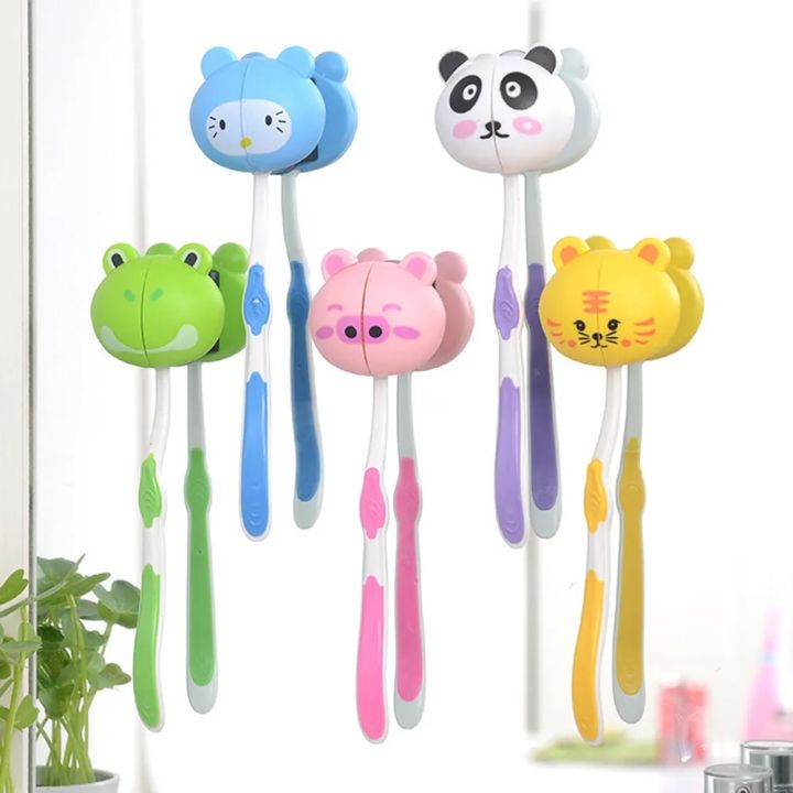 Cute Toothbrush Holder Cartoon Animal Head Toothbrush Hanger Stand Cup Mount Suction Bathroom Decor Toothbrush tandenborstel#10