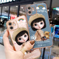 Hontinga for OPPO F11 Back Cover Luxury 6D Plating Cartoon Satchel Girl Side Pattern Case Soft Silicone Square Mobile Cover. 