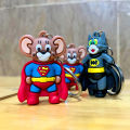 1-PC Tom Batman and Jerry Superman Keychain 3D Silicon Cartoon Character Two Random Character. 