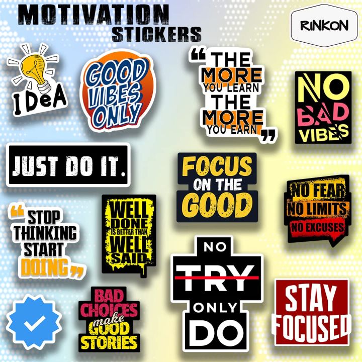 Motivation stickers Inspiration Pack of 13 Vinyl Sticker Motivation Quotes Stickers for Laptop Trackpad All Models Laptop Sticker Laminated Vinyl Printed DIY Notebook, Laptop, Bicycle, Helmet