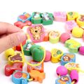55pcs/set Wooden Toys Cartoon Fruit Animals Beads Stringing Threading Beads Game Education Toys For Children Kids Beads Toys. 